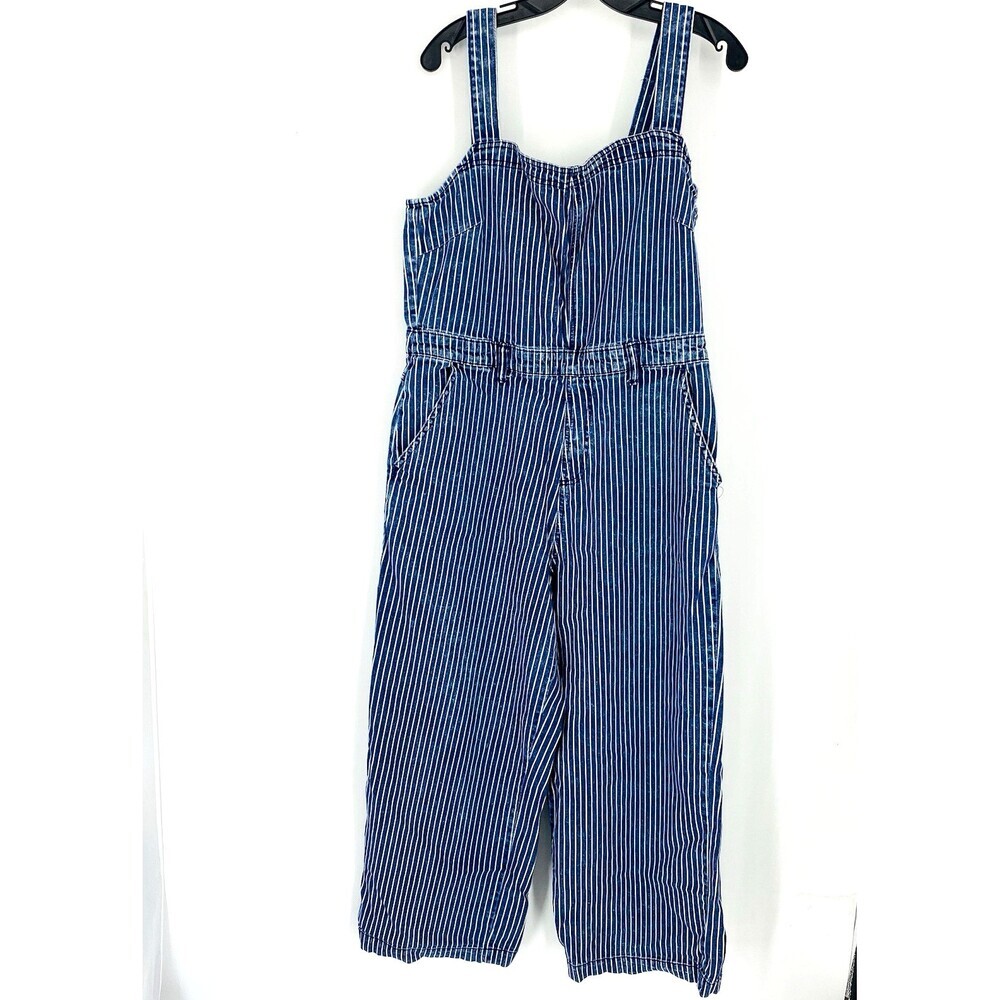 Universal Threads Wide Leg Pinstripe Jumpsuit Size 14 Cotton Stretch Tradecore